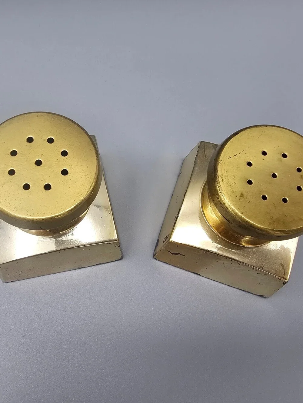 Vintage Tarnish Resistant Metal Salt and Pepper Shakers Made in Japan